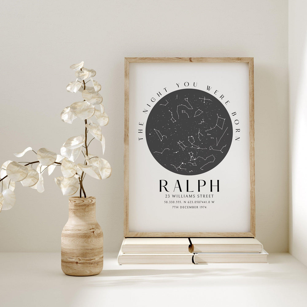 50th Birthday Gift, Star Map Print, The night you were born star map print, Star Map Gift for Birthday, Birthday Gifts for Him and Her, Map - Glam and Co 