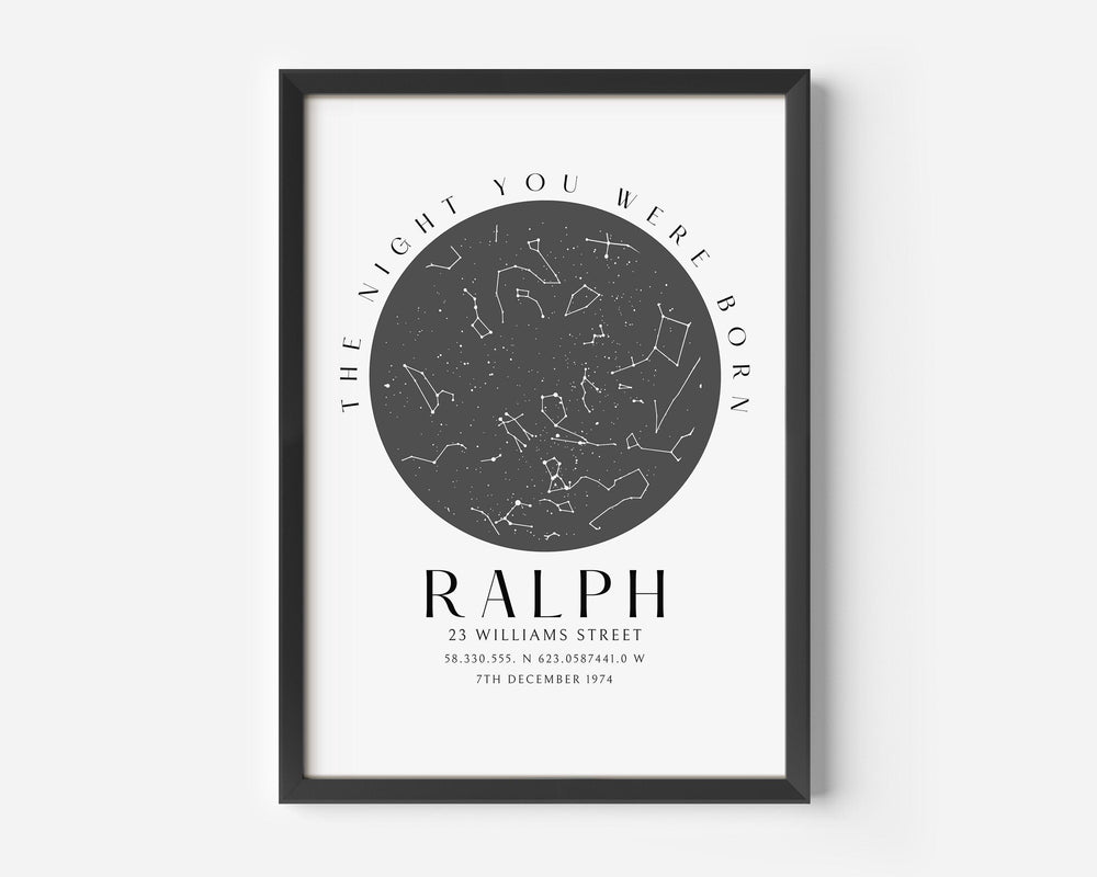 50th Birthday Gift, Star Map Print, The night you were born star map print, Star Map Gift for Birthday, Birthday Gifts for Him and Her, Map - Glam and Co 