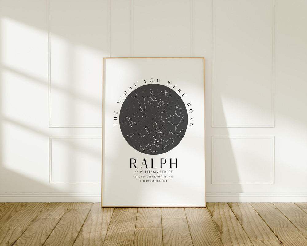 40th Birthday Gift, Star Map Print, The night you were born star map print, Star Map Gift for Birthday, Birthday Gifts for Him and Her, Map - Glam and Co 