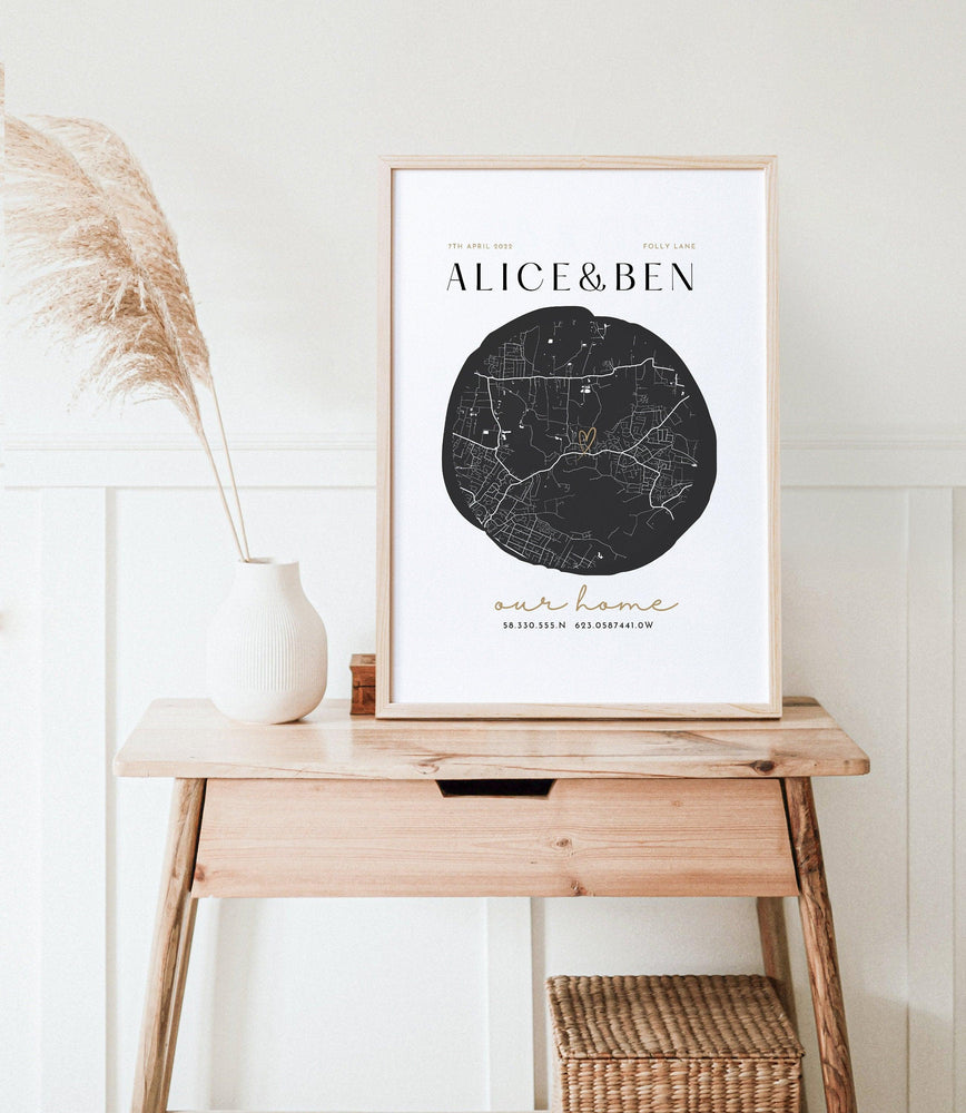 Our Home Map Print, New Home Gift Map Print, Our Home Map Gift for Anniversary, Gifts for New Home Our Home, Housewarming Gifts - Glam and Co 