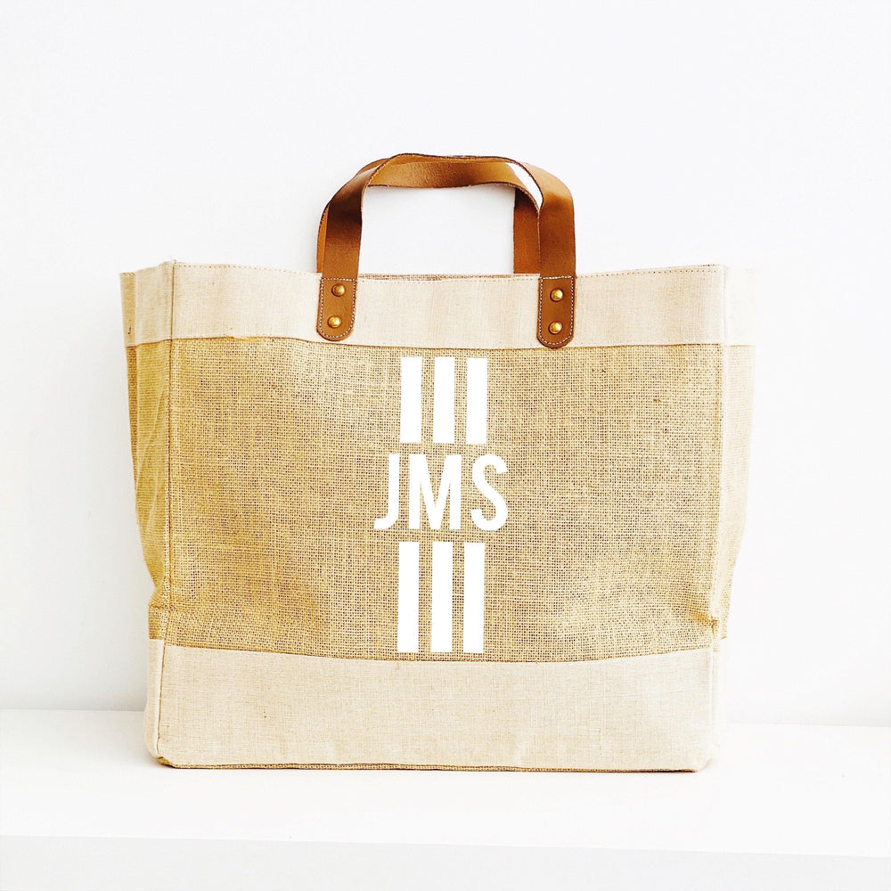Personalised Jute Tote Shopping Bag - Monogram Tote Bag