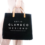 Logo Tote Bag | Black Personalised Bag | Personalised Shopping Bag - Glam & Co Designs Ltd