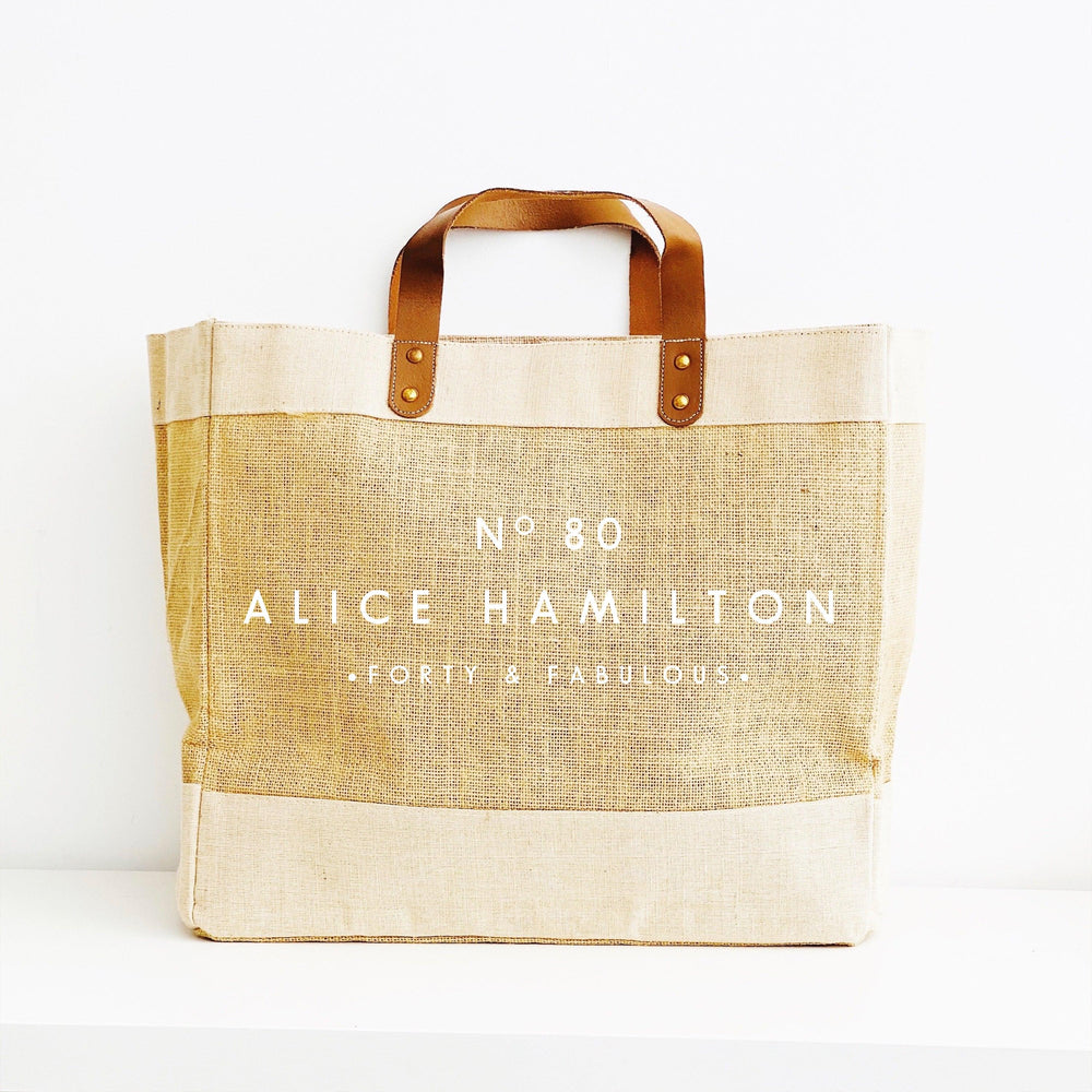 Personalised Jute Tote Shopping Bag | 40th Birthday Gift | Forty and Fabulous Gift