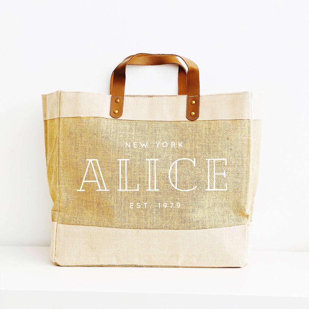 Personalised Jute Tote Bag - Custom name and place - Glam & Co Designs Ltd