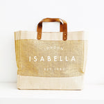 Personalised Jute Tote Bag - Custom place name and date - Glam and Co 