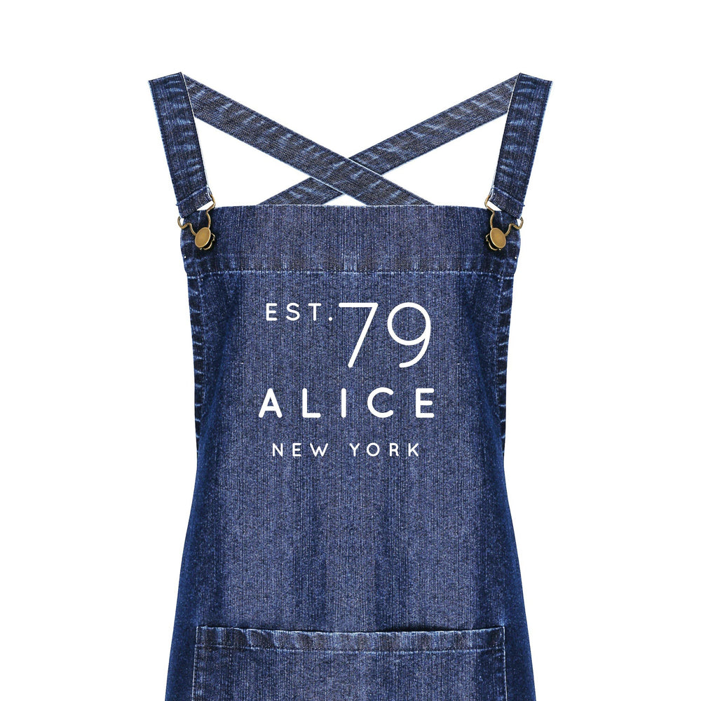 Personalised Denim Barista Style Apron | Aprons for Men and Women | Est Date