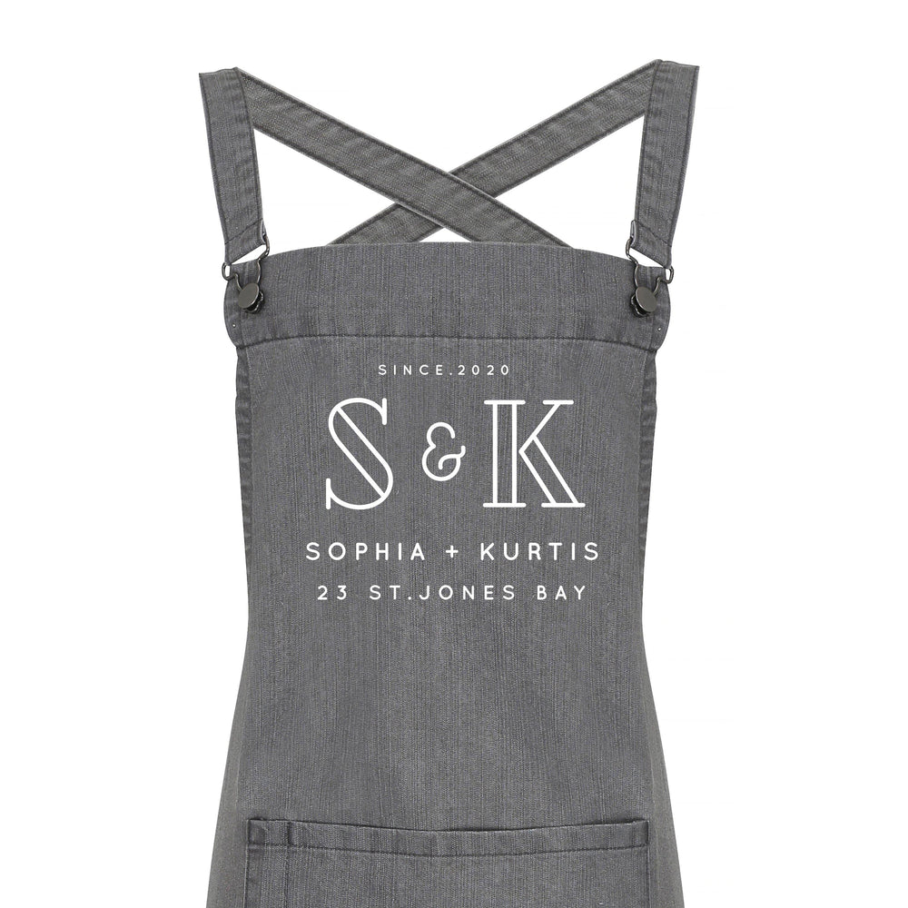 Personalised Denim Barista Style Apron | Aprons for Men and Women | His and Hers Aprons - Glam & Co Designs Ltd