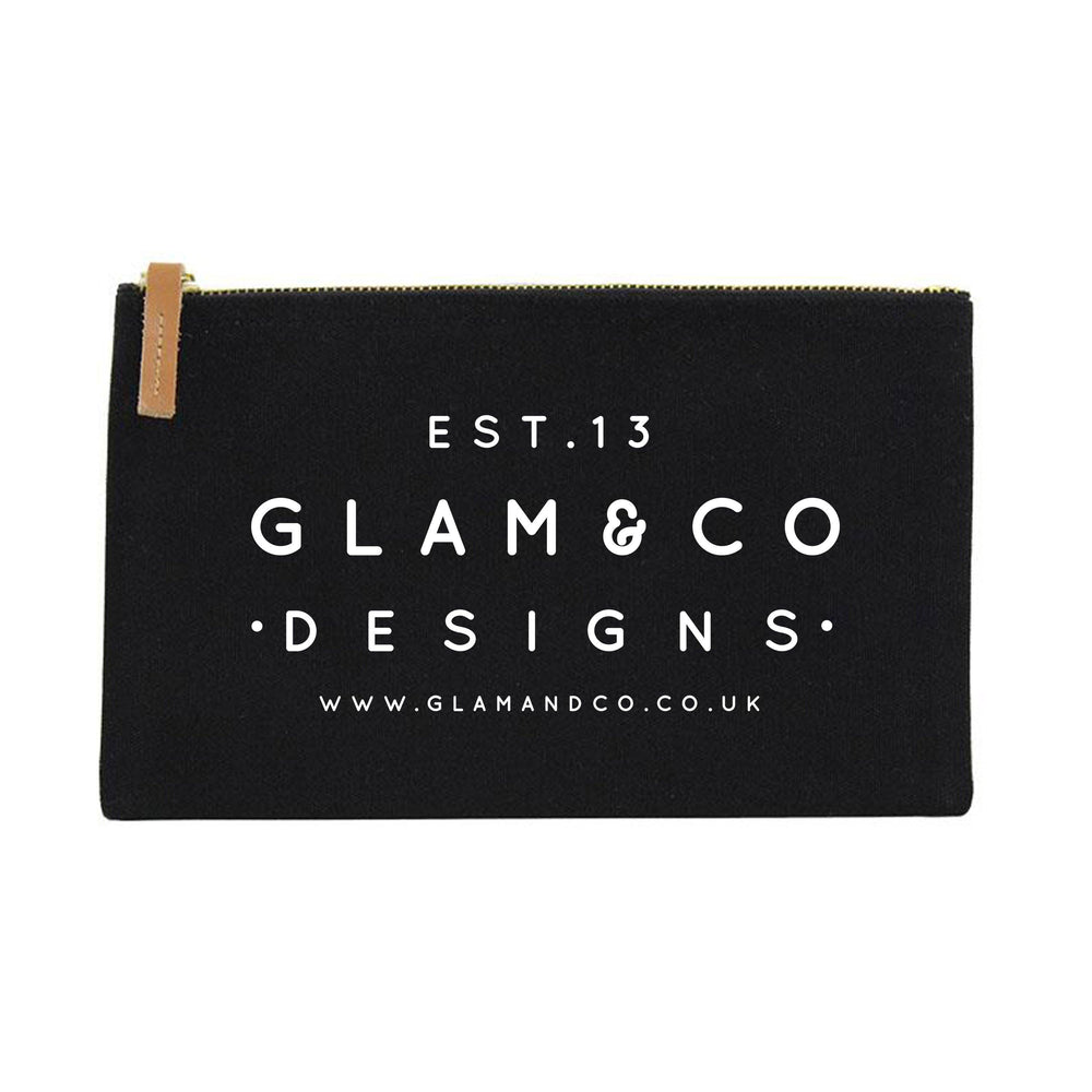 Personalised Make Up Bag | Custom Logo Make Up Bag Black - Glam and Co 