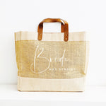 Personalised Jute Tote Shopping Bag - Bride - Glam and Co 