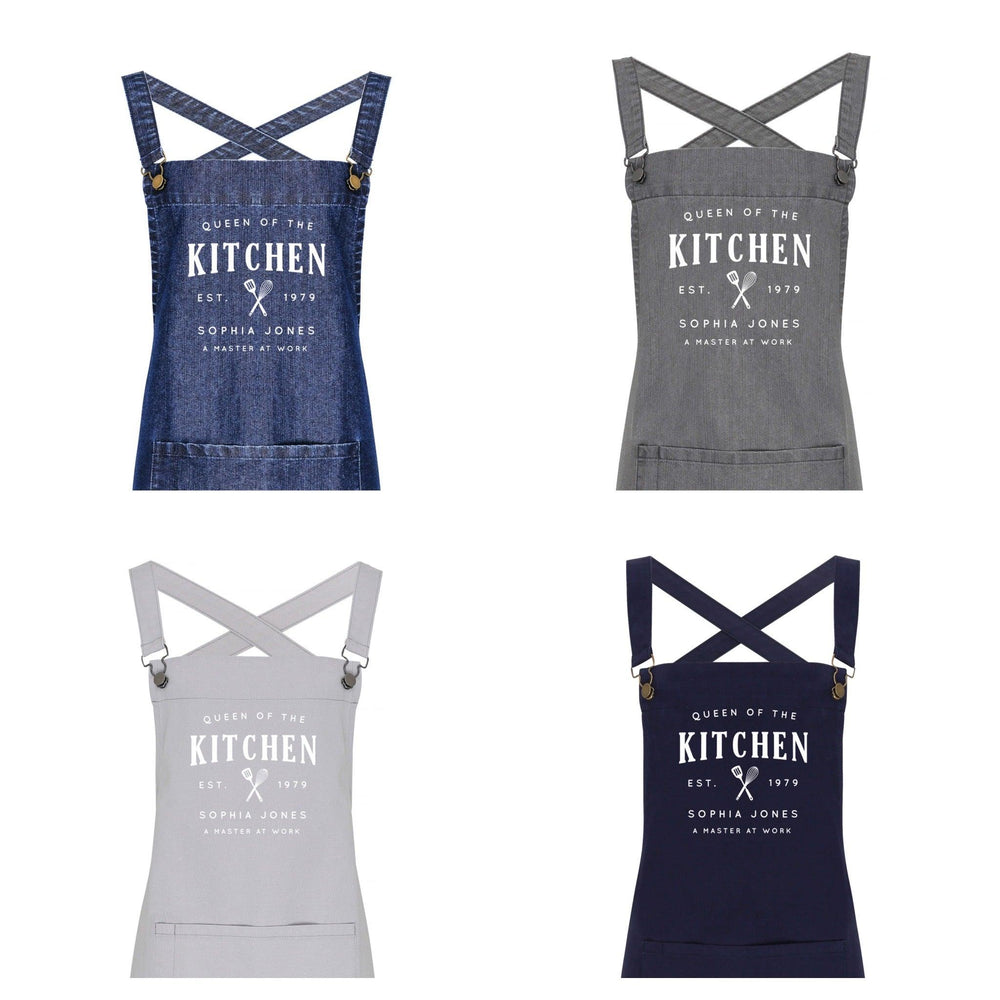 Personalised Barista Style Apron - Queen of the Kitchen - Glam & Co Designs Ltd