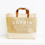 Personalised Jute Tote Shopping Bag | Name and Co-Ordinates