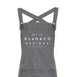 Aprons for Men | Aprons for Women | Barista Style Custom Apron | Cross Back Apron | Design Your Own Custom Apron | Logo Design | Corporate - Glam & Co Designs Ltd