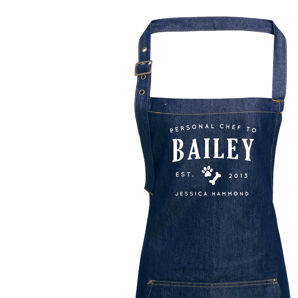 Personalised Denim Apron | Dog Lovers Gift Ideas | Aprons for Women | Personal Chef Apron | Vintage Style Custom Apron | Personalised Apron - Glam & Co Designs Ltd