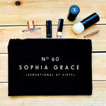 Birthday Gift Ideas | 60th Birthday Gift | Personalised Makeup Bag | Custom Makeup Bag | Birthday gift ideas for her | 60th Gift - Glam & Co Designs Ltd