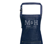 Mr and Mrs Gift Ideas | Personalised Denim Apron | Personalised Apron for Mr and Mrs | Gift ideas for Weddings | Him and Her Gift Ideas - Glam and Co 