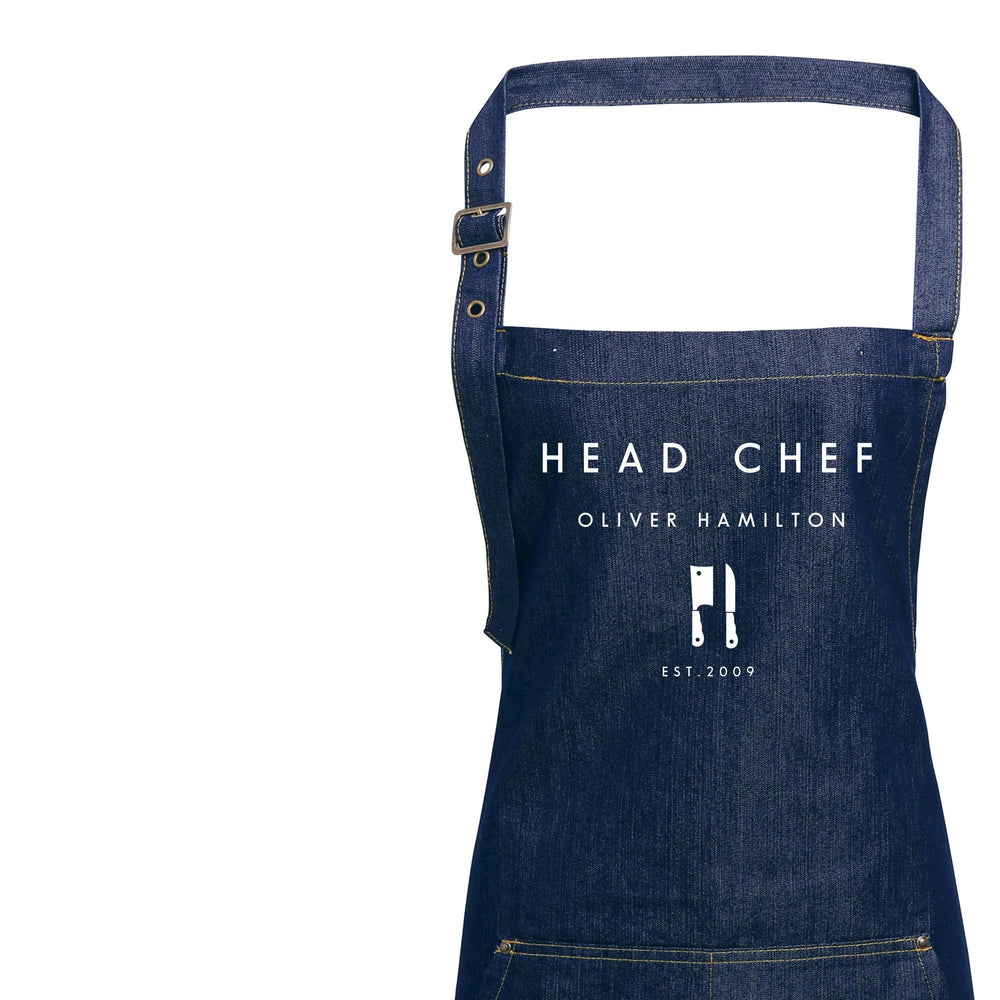 Personalised Denim Aprons | Head Chef Apron | Aprons for Men | Custom apron for Her | Personalised Apron | Aprons for Women | Denim Apron