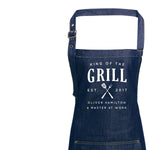 King of the Grill Apron | Gift ideas for Him | Personalised Denim Apron | Aprons for Men | Gifts for Men | Cooking Gifts for Him - Glam and Co 